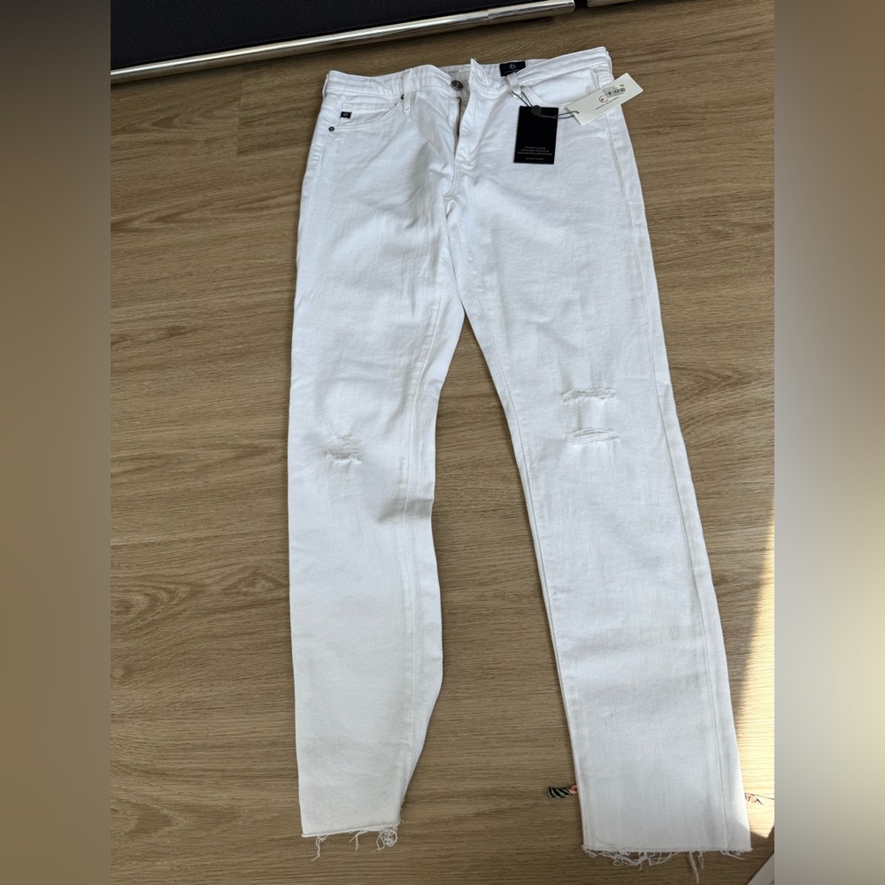 AG White Distressed Jeans